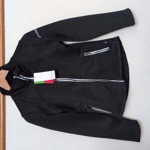 NEW L 14/16 Girls Spyder Black White Knit Full Zip Jacket Light Ski Coat Widow